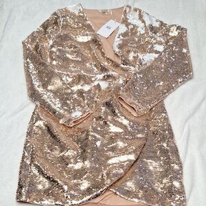 Velvet Gold Sequin Prom Dress